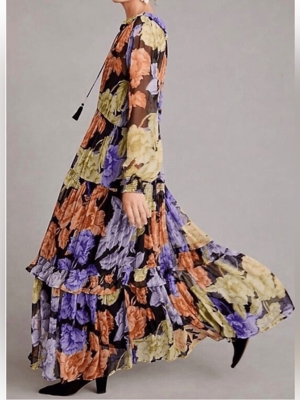 Anthropologie Marias Printed Chiffon Maxi Dress - Floral